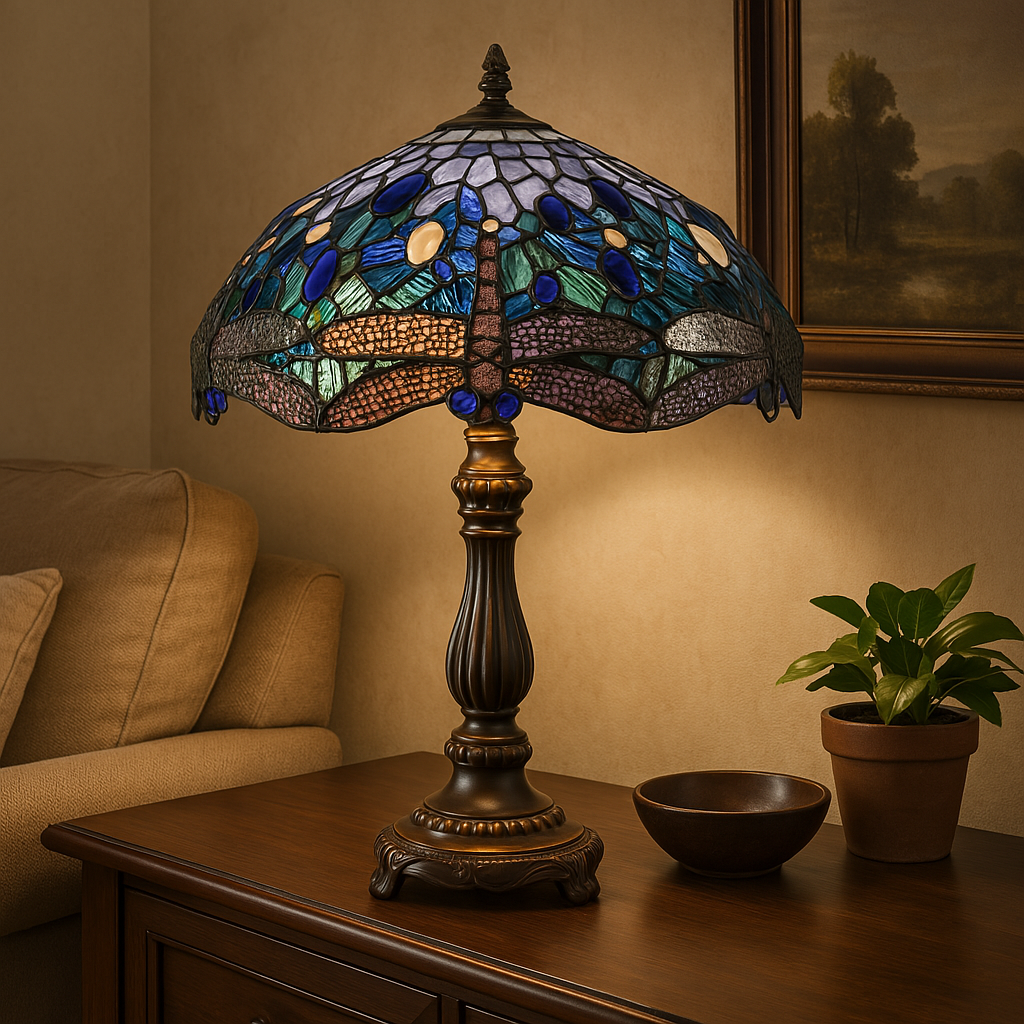 Dragonfly Tiffany lamp in Blue GG